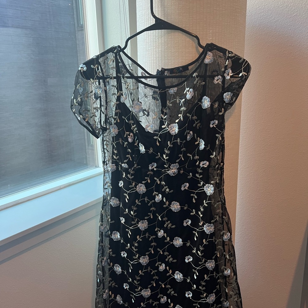 Elegant Black Floral Dress